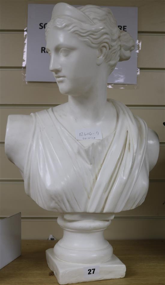 A plaster bust of a lady
